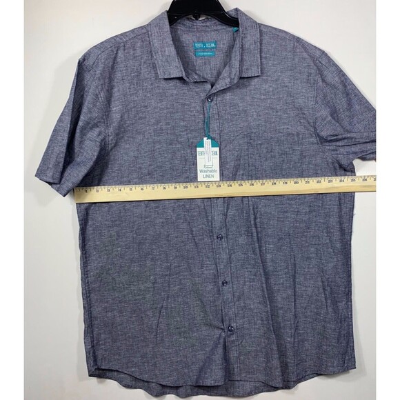 Tenth Ocean Shirt Mens XXL Gray Washable Linen NWT Button Up Short Sleeve - Picture 4 of 6